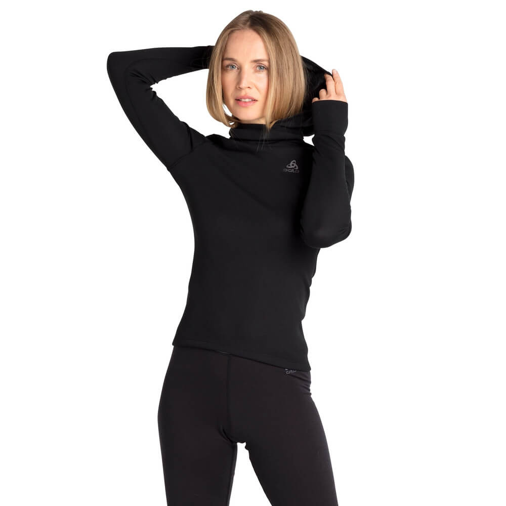 Odlo Active Warm Eco Women's Base Layer Top With Facemask, Black. Uz auguma