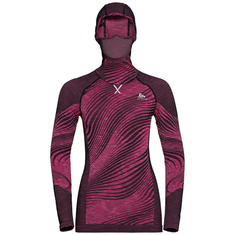 Odlo The Blackcomb ECO Women's LS With Facemask, Festival Fuchsia /Space Dye 3