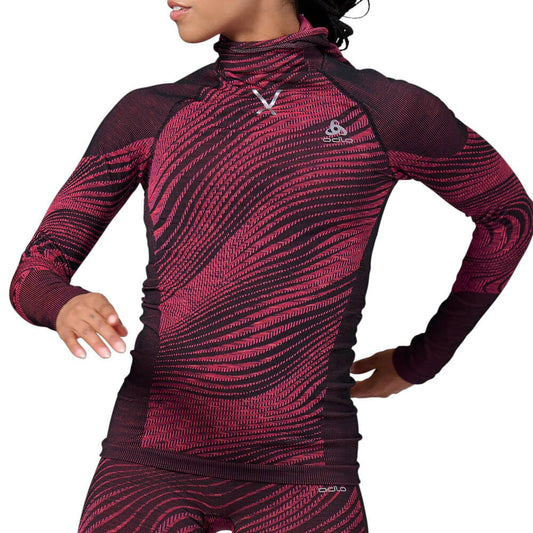 Odlo The Blackcomb ECO Women's LS With Facemask, Festival Fuchsia /Space Dye