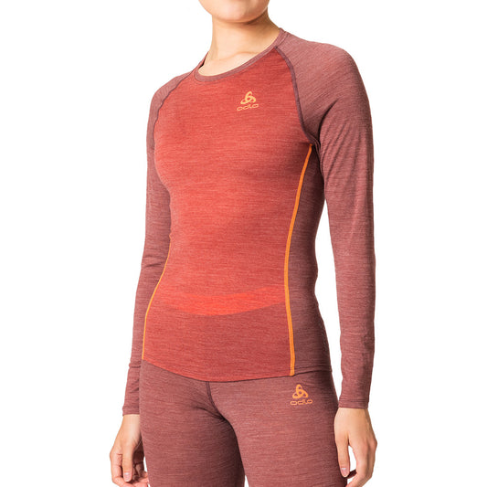 Odlo The Performance Wool 150 Women's Base Layer Crew Neck, Cinnabar