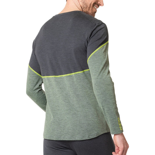 Odlo The Revelstoke Performance Wool Warm LS Men's Base Layer, Green/Grey