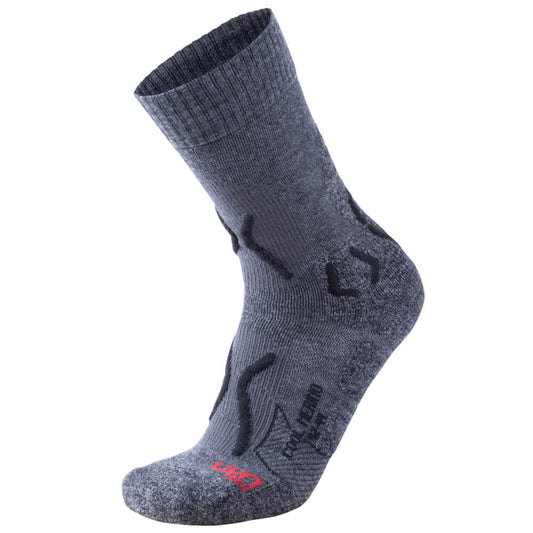 UYN Cool Merino vīriešu pārgājienu zeķes, Grey Melange/Black