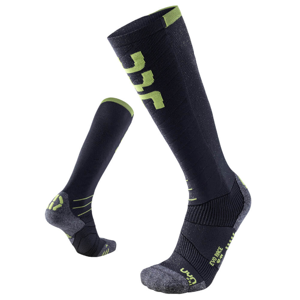 UYN Evo Race Ski Socks, Anthracite/Lime Green | Vīriešu Slēpošanas Zeķes