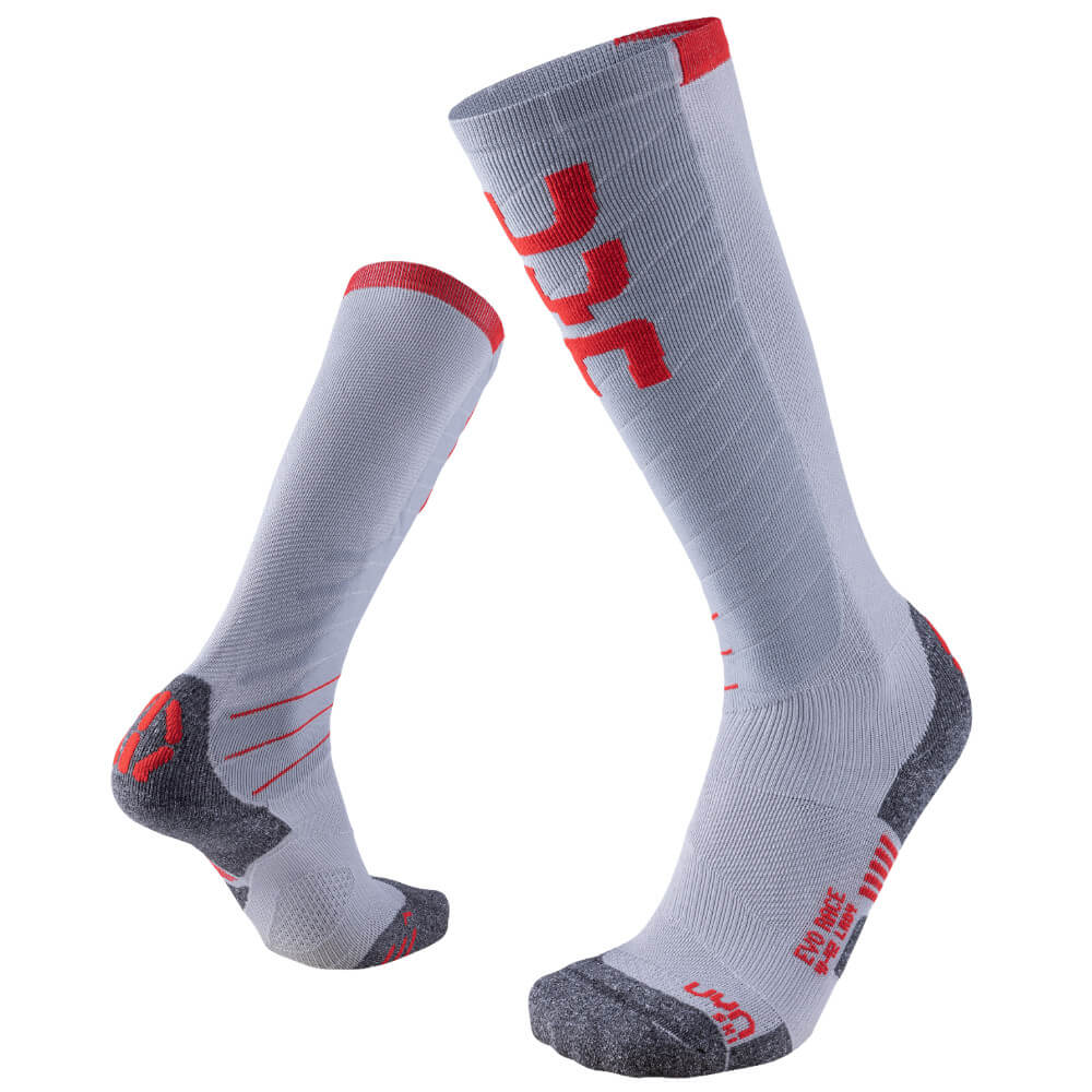 UYN Evo Race Ski Socks, Grey/Red | Sieviešu Slēpošanas Zeķes