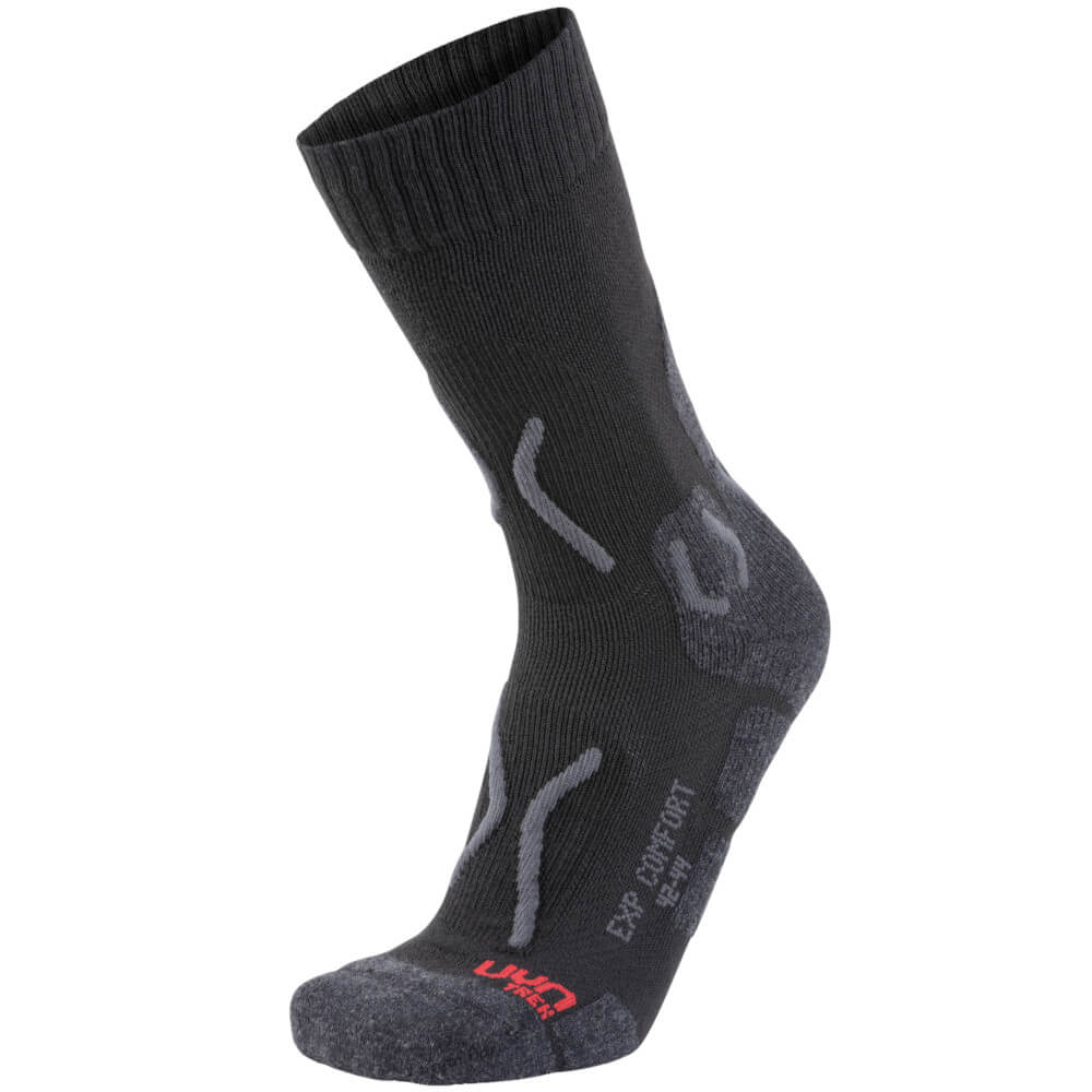 UYN Explorer Comfort Men's Trekking Socks, Black/Grey