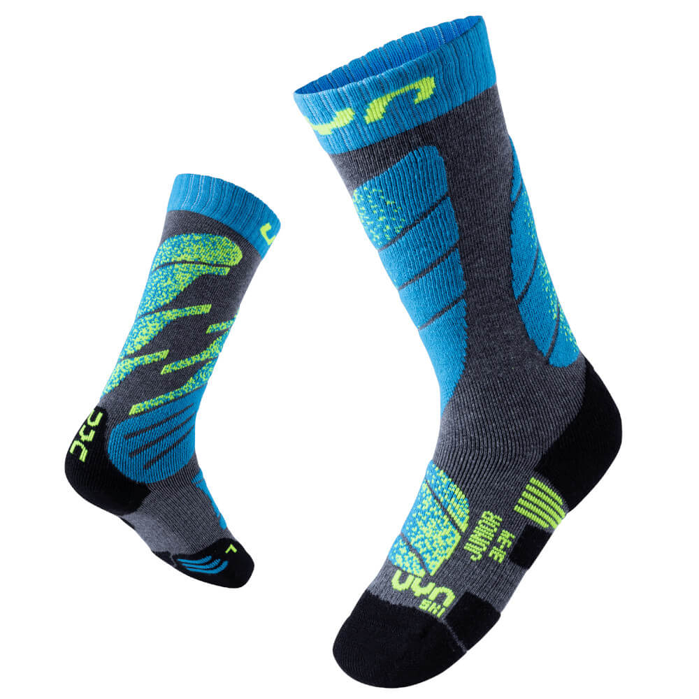 UYN Ski Socks, Grey/Turquoise | Bērnu Slēpošanas Zeķes