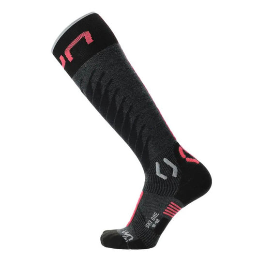 UYN Ski One Merino Women's Socks, Anthracite/Pink