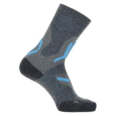 UYN Trekking 2in Women's Merino Mid Socks, Mid Grey/Turquoise 2